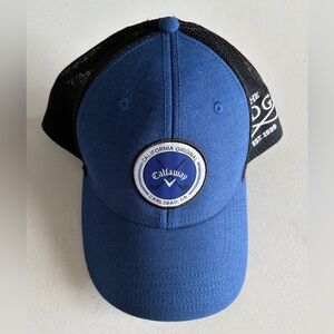 Callaway GOLF Trucker Blue Black Adjustable Hat Mesh Breathable Snap back. Nice!